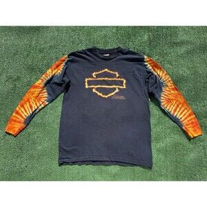 Vintage Harley Davidson Flames Long Sleeve Eagle Made In USA Size Medium